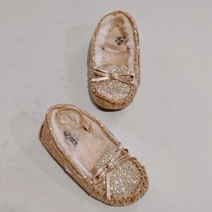Self Esteem Kids Sparkle Moccasin Slippers - Rose Gold Size 8